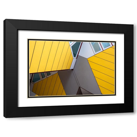Yellow Houses 3 Black Modern Wood Framed Art Print with Double Matting by Incerti, Andrea