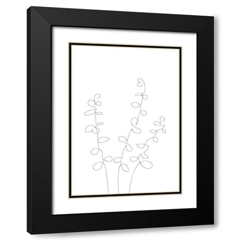 Eucalyptus Leaves Black Modern Wood Framed Art Print with Double Matting by 1x Studio II