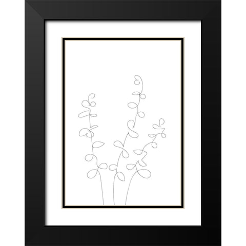 Eucalyptus Leaves Black Modern Wood Framed Art Print with Double Matting by 1x Studio II