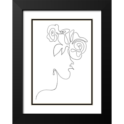 Flowerhead Black Modern Wood Framed Art Print with Double Matting by 1x Studio II