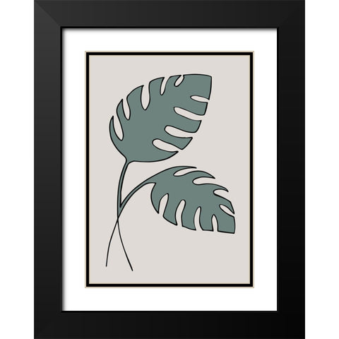 Monstera Cross Black Modern Wood Framed Art Print with Double Matting by 1x Studio II