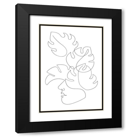 Monstera Crown Black Modern Wood Framed Art Print with Double Matting by 1x Studio II