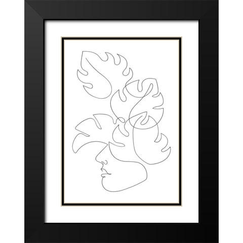 Monstera Crown Black Modern Wood Framed Art Print with Double Matting by 1x Studio II