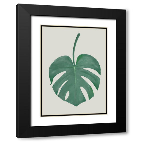 Monstera Aqua 05 Black Modern Wood Framed Art Print with Double Matting by 1x Studio II