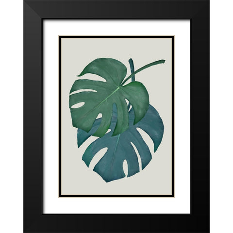 Monstera Aqua 06 Black Modern Wood Framed Art Print with Double Matting by 1x Studio II