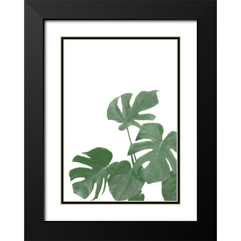 Monstera Aqua 04 Black Modern Wood Framed Art Print with Double Matting by 1x Studio II