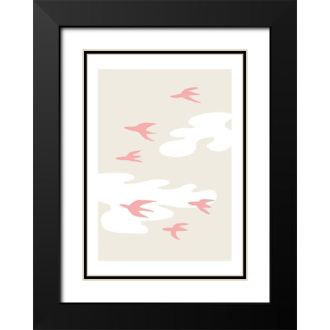 Birds Black Modern Wood Framed Art Print with Double Matting by 1x Studio II