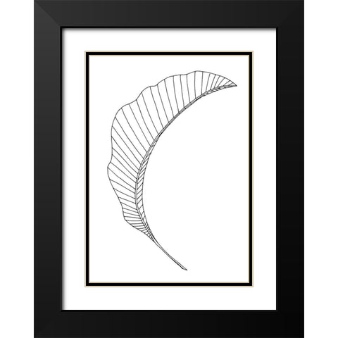 Banana Leaf Lines Black Modern Wood Framed Art Print with Double Matting by 1x Studio II