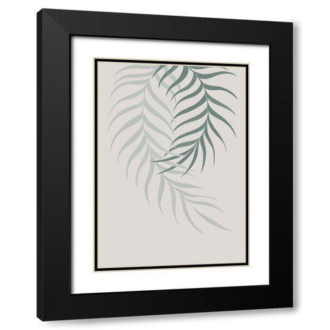 Leaf Frilly Green Black Modern Wood Framed Art Print with Double Matting by 1x Studio II