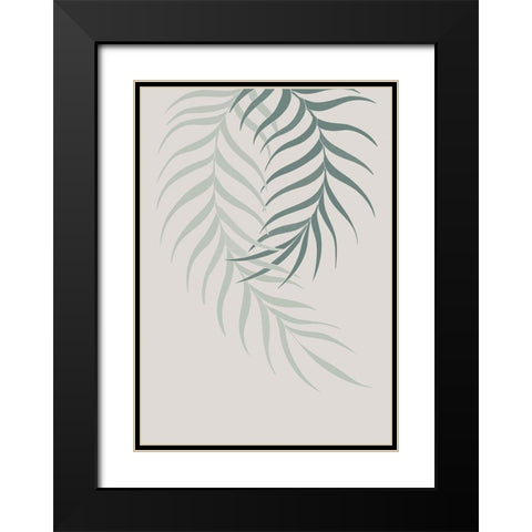 Leaf Frilly Green Black Modern Wood Framed Art Print with Double Matting by 1x Studio II