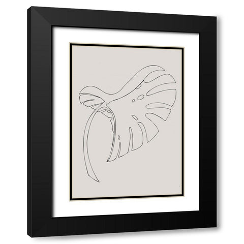 Monstera Bent Beige Black Modern Wood Framed Art Print with Double Matting by 1x Studio II