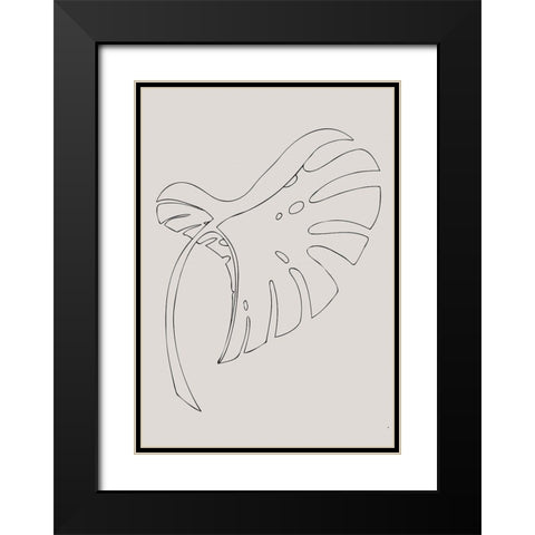 Monstera Bent Beige Black Modern Wood Framed Art Print with Double Matting by 1x Studio II