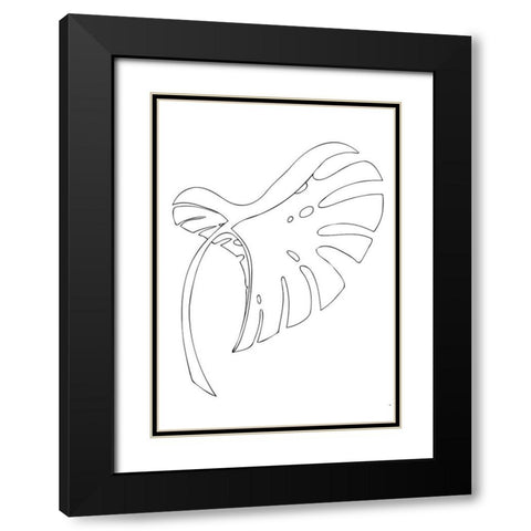 Monstera Bent White Black Modern Wood Framed Art Print with Double Matting by 1x Studio II