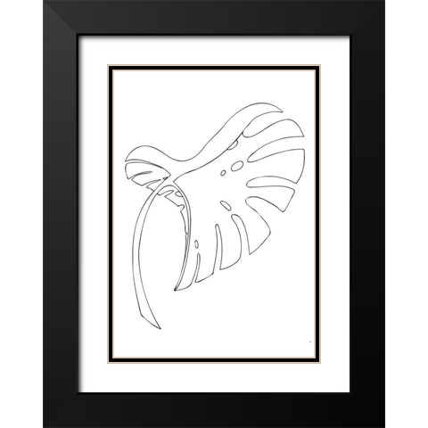 Monstera Bent White Black Modern Wood Framed Art Print with Double Matting by 1x Studio II