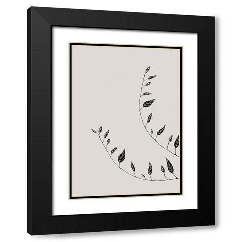 Wavy Branches Black Modern Wood Framed Art Print with Double Matting by 1x Studio II