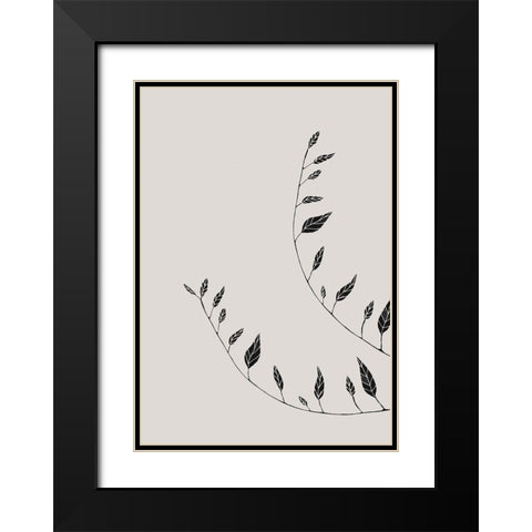 Wavy Branches Black Modern Wood Framed Art Print with Double Matting by 1x Studio II
