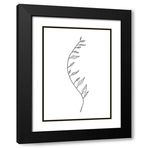Wavy Branch White Black Modern Wood Framed Art Print with Double Matting by 1x Studio II