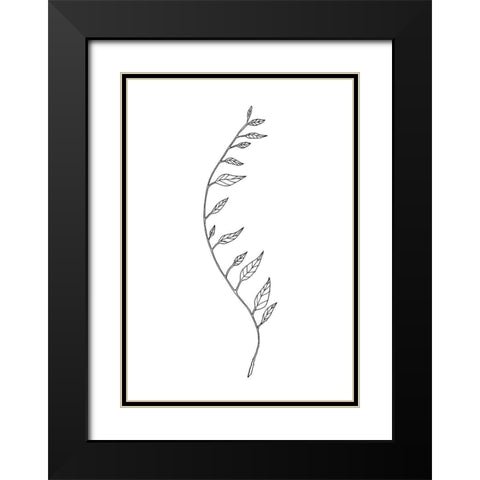 Wavy Branch White Black Modern Wood Framed Art Print with Double Matting by 1x Studio II