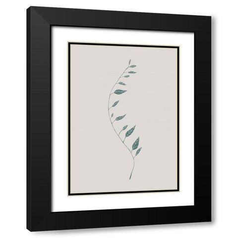 Wavy Branch Green Black Modern Wood Framed Art Print with Double Matting by 1x Studio II