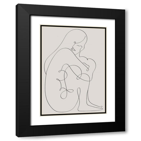 Woman Lines Black Black Modern Wood Framed Art Print with Double Matting by 1x Studio II