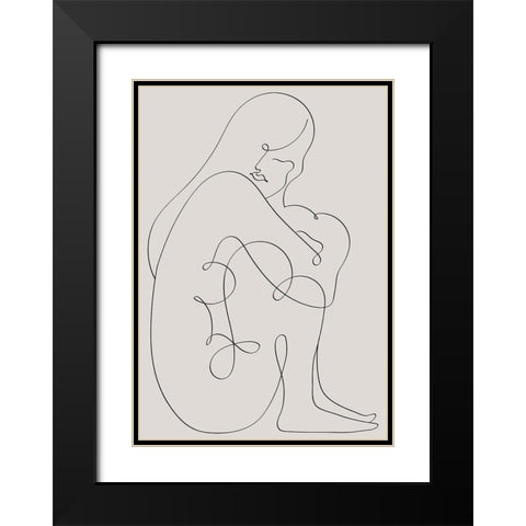Woman Lines Black Black Modern Wood Framed Art Print with Double Matting by 1x Studio II