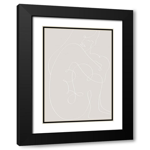 Woman Lines White Black Modern Wood Framed Art Print with Double Matting by 1x Studio II