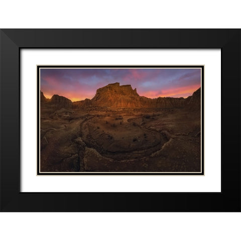 Badlands Black Modern Wood Framed Art Print with Double Matting by Martin Castan, David
