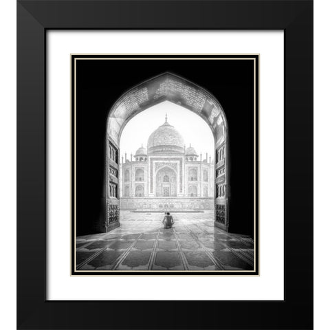 Taj Mahal Black Modern Wood Framed Art Print with Double Matting by Lu, Alex