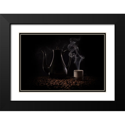 Black Coffee Black Modern Wood Framed Art Print with Double Matting by Perfoncio, Margareth