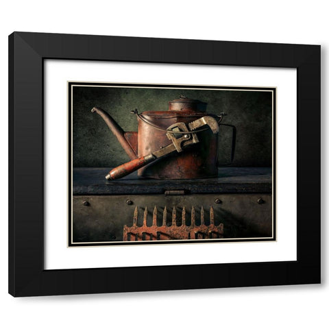 Resting Tools Black Modern Wood Framed Art Print with Double Matting by Kinney, Jon