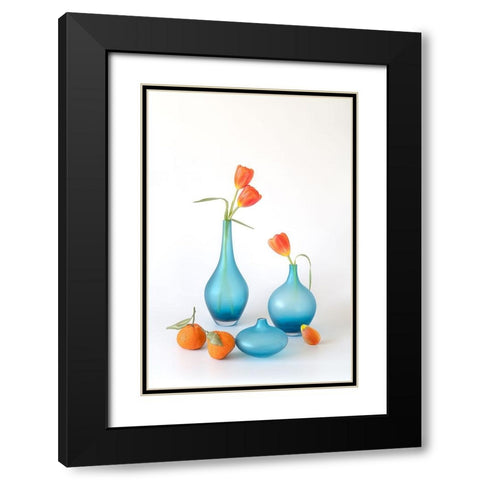 Orange And Blue Delight Black Modern Wood Framed Art Print with Double Matting by Jacobs, Lydia