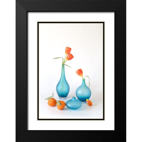 Orange And Blue Delight Black Modern Wood Framed Art Print with Double Matting by Jacobs, Lydia