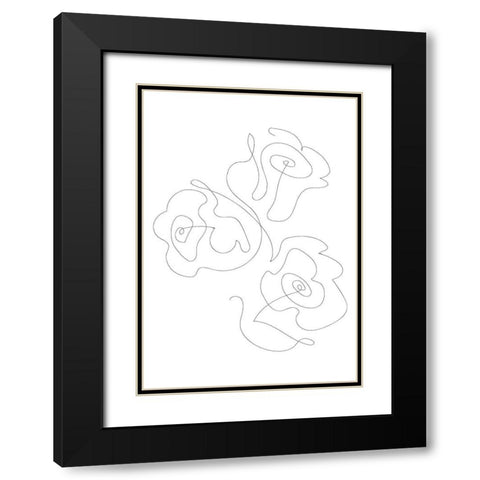 Three Roses Black Modern Wood Framed Art Print with Double Matting by 1x Studio II