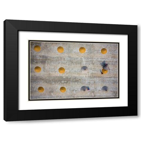 Rice Drying Black Modern Wood Framed Art Print with Double Matting by Khan Ronnie, Azim