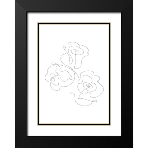 Three Roses 02 Black Modern Wood Framed Art Print with Double Matting by 1x Studio II