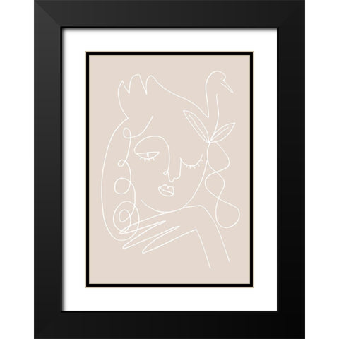 The Swan Beige Black Modern Wood Framed Art Print with Double Matting by 1x Studio II
