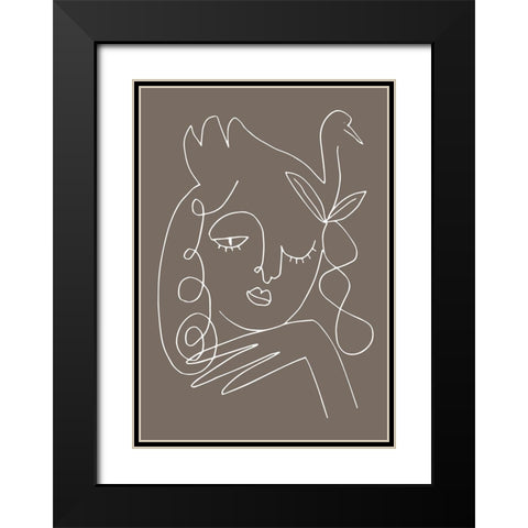 The Swan Brown Black Modern Wood Framed Art Print with Double Matting by 1x Studio II