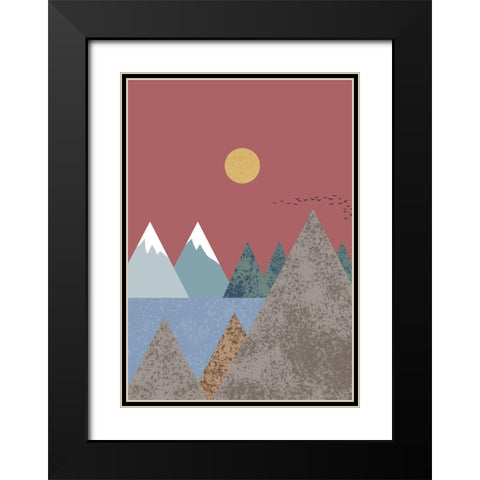 Mountain Landscape Black Modern Wood Framed Art Print with Double Matting by 1x Studio II