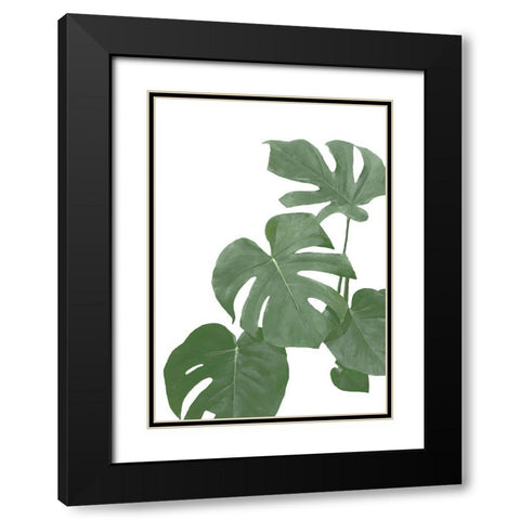 Monstera Aqua 03 Black Modern Wood Framed Art Print with Double Matting by 1x Studio II