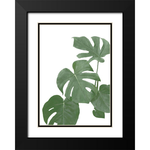 Monstera Aqua 03 Black Modern Wood Framed Art Print with Double Matting by 1x Studio II