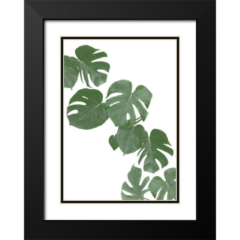 Monstera Aqua 02 Black Modern Wood Framed Art Print with Double Matting by 1x Studio II