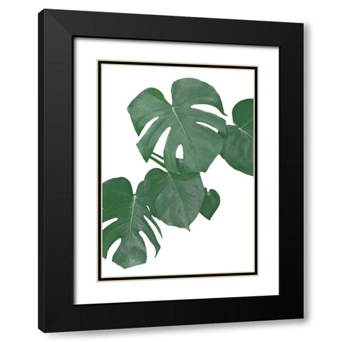 Monstera Aqua 01 Black Modern Wood Framed Art Print with Double Matting by 1x Studio II