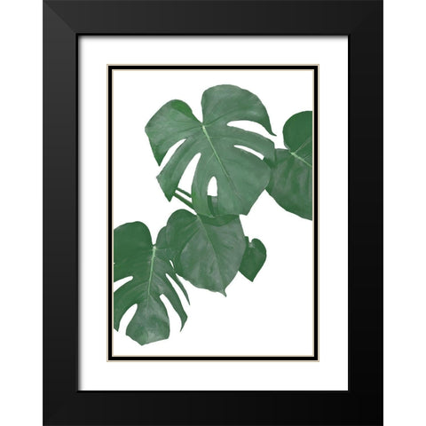 Monstera Aqua 01 Black Modern Wood Framed Art Print with Double Matting by 1x Studio II