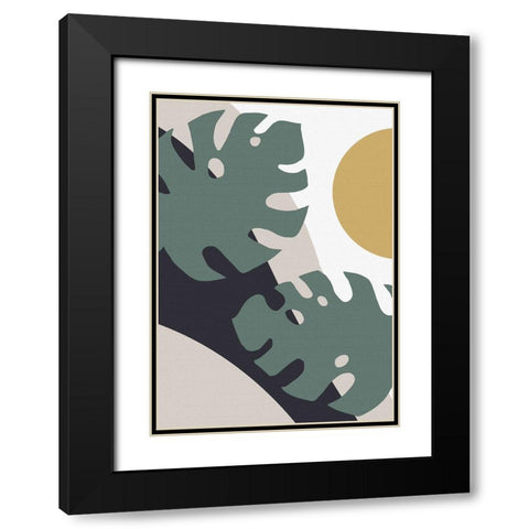 Monstera Cut Out 01 Black Modern Wood Framed Art Print with Double Matting by 1x Studio II