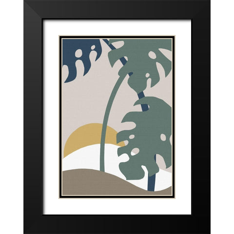 Monstera Cut Out 02 Black Modern Wood Framed Art Print with Double Matting by 1x Studio II