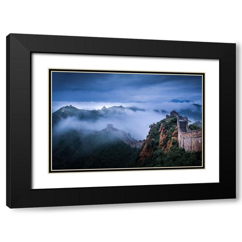 Chinas Jinshanling Great Wall Black Modern Wood Framed Art Print with Double Matting by Simoon