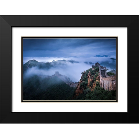 Chinas Jinshanling Great Wall Black Modern Wood Framed Art Print with Double Matting by Simoon