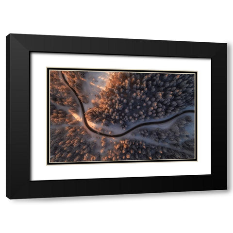 First Light Black Modern Wood Framed Art Print with Double Matting by Krivec, Ales