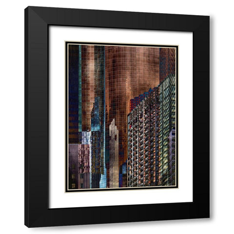 Urban Abstract Black Modern Wood Framed Art Print with Double Matting by Labagnara, Roxana
