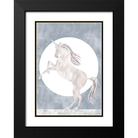 Rising Unicorn Black Modern Wood Framed Art Print with Double Matting by 1x Studio II